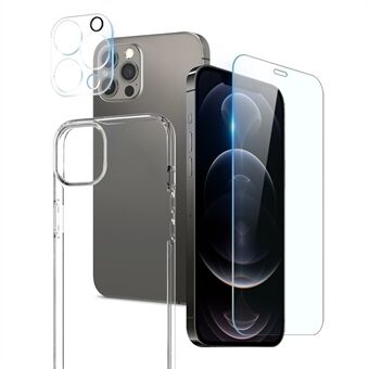 NORTHJO For iPhone 12 Pro Max 6.7 Inch Ultra Thin Crystal Clear Phone Case with Tempered Glass Screen Protector and Back Camera Lens Cover