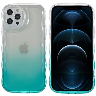 For iPhone 12 Pro Max 6.7 inch Wave-shaped Edge Anti-fall Gradient Cover Glossy Precise Cutout TPU Phone Case