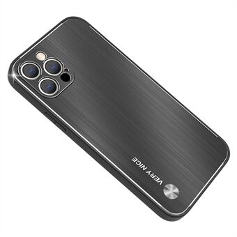 For iPhone 12 Pro Max 6.7 inch Anti-scratch Aluminium Alloy+TPU Phone Back Drop-proof Cover Brushed Phone Case