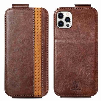 CASENEO 003 Series for iPhone 12 Pro Max 6.7 inch Business Style Splicing PU Leather Stand Case Card Holder Vertical Flip Phone Cover