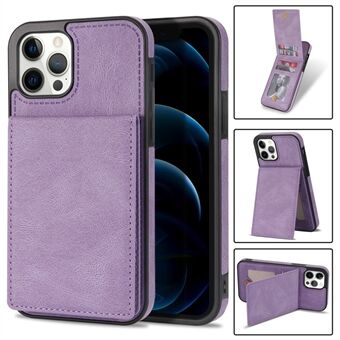 For iPhone 12 Pro Max 6.7 inch Solid Color Vertical Flip Kickstand Phone Case RFID Blocking PU Leather Coated TPU Shell with Multiple Card Slots