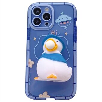 For iPhone 12 Pro Max 6.7 inch Noctilucent Luminous Phone Case 3D Squishy Duck Decor TPU Cover