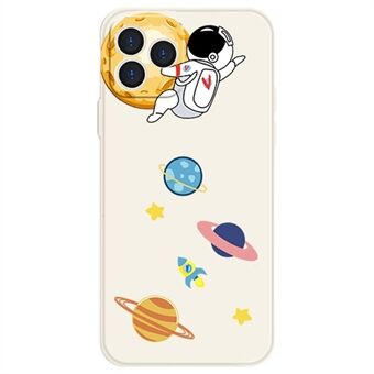 For iPhone 12 Pro Max 6.7 inch Cartoon Astronaut Planet Pattern Soft TPU Phone Case Drop-proof Cover