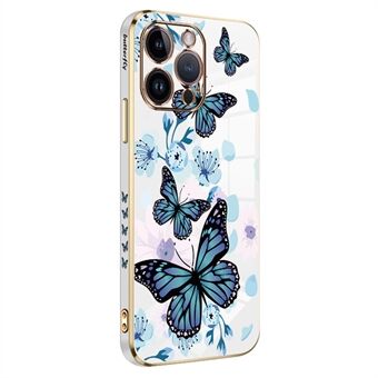 RZANTS Electroplating Phone Case for iPhone 12 Pro Max 6.7 inch , Blue Butterfly Printed TPU Back Cover