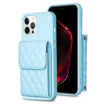 BF22-Style Card Holder Case for iPhone 12 Pro Max PU Leather Coated TPU Kickstand Phone Cover
