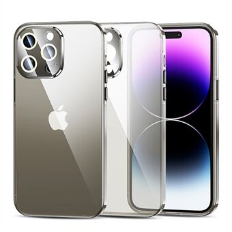 For iPhone 12 Pro Max TPU+PC Phone Case Transparent Clear Back Cover with Camera Lens Protector