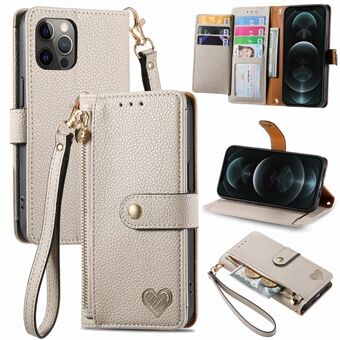 For iPhone 12 Pro Max Zipper Pocket PU Leather Phone Case RFID Blocking Stand Phone Wallet Cover
