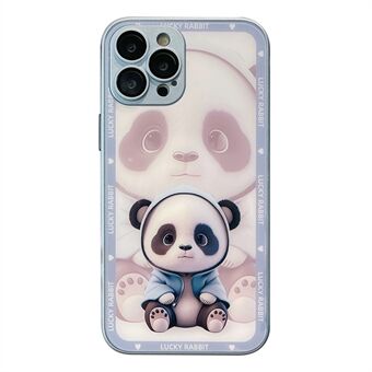 Protective Phone Case for iPhone 12 Pro Max , Tempered Glass+TPU Shadow Panda Pattern Cover with Lens Film