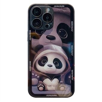 For iPhone 12 Pro Max Panda Pattern Tempered Glass+TPU Phone Case Lens Protector Phone Cover