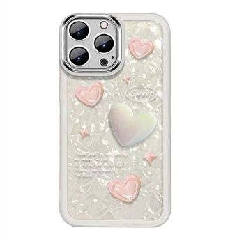 For iPhone 12 Pro Max 3D Heart Shape TPU Frame Tempered Glass Back Phone Case Lens Protector Phone Cover
