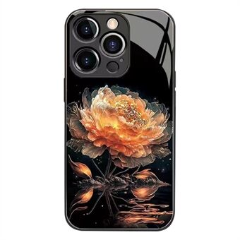 For iPhone 12 Pro Max Epiphyllum Pattern Printing Case TPU + Tempered Glass Phone Cover