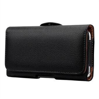 5.2 - 5.5 inch Shockproof Litchi Texture Phone Case Horizontal PU Leather Holster Belt Clip Waist Phone Bag, Size: XL