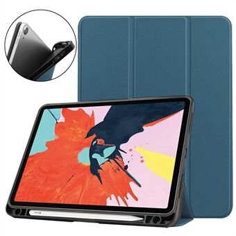 Litch Skin PU Leather Tri-fold Stand Tablet Cover Smart Case with Pen Slot for Apple iPad Air (2020)