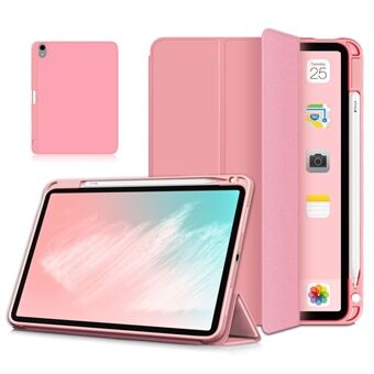 Auto Wake/Sleep Litch Skin PU Leather Tri-fold Stand Case with Pencil Holder for iPad Air (2020)