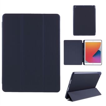 Sleep/Wake Function Smooth-Feeling Tri-fold Stand Leather Case with Pen Slot for iPad 10.2 (2020)