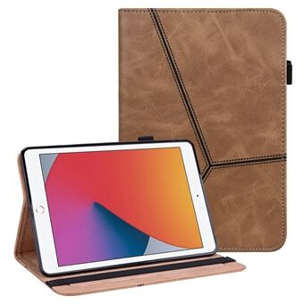 Auto Wake/Sleep Function Plain Leather Tablet Cover with Card Holder and Foldable Stand for iPad 10.2 (2021)/(2020)/(2019)