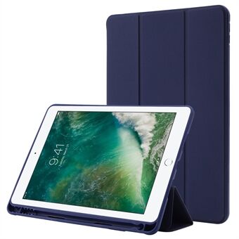 For iPad 10.2 (2021) / (2020) / (2019) Skin-touch Feeling PU Leather + TPU Tri-fold Stand Cover Anti-drop Tablet Case with Pen Slot
