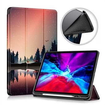 Pattern Printing Tri-fold Auto Sleep/Wake TPU Leather Smart Tablet Stand Case with Pen Slot for iPad Air (2020) / Pro 11-inch (2018)/(2020)(2021)