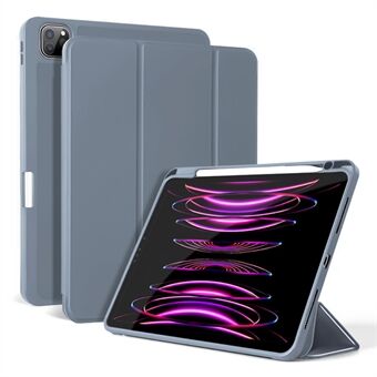 For iPad Pro 11 (2020) / (2021) / (2022) Shockproof Case PU Leather + TPU Tablet Case Tri-fold Stand Cover with Pen Slot