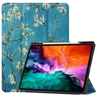 Pattern Printing Tri-fold Stand PU Leather Tablet Cover Smart Case with Pen Slot for iPad Pro 12.9-inch (2021)