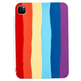 For iPad Pro 12.9-inch (2018)/(2020)/(2021) Liquid Silicone TPU Slim Light Tablet Case Anti-drop Rainbow Color Shell