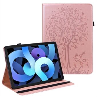 Imprinted Tree Deer Pattern Stylish Skin Feeling PU Leather Stand Tablet Cover Shell with Card Slots for iPad mini 6 (2021)