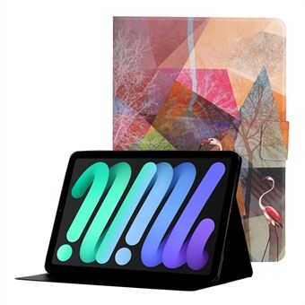 Stylish Pattern Printing Card Holder Design Anti-Fall Magnetic Clasp Leather Case with Stand for iPad mini (2021)