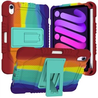Rainbow Pattern Shockproof Anti-fingerprint Silicone + PC Tablet Bracket Protective Cover with Pencil Holder for iPad mini (2021)