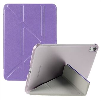 Silk Texture Origami Stand PU Leather Cover + Hard PC Back Panel Tablet Cover Case for iPad mini (2021)
