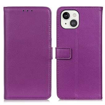 Stylish Litchi Texture Soft PU Leather Case Shockproof Anti-Scratch Protection Cover for iPhone 13 6.1 inch