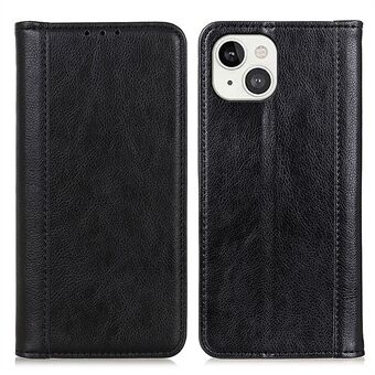 Litchi Texture Split Leather Magnet Absorption Wallet Stand Case Cover for iPhone 13 6.1-inch