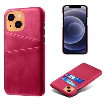 KSQ Well-Protected PU Leather Coated Hard PC Case with Dual Card Slots for iPhone 13 6.1 inch