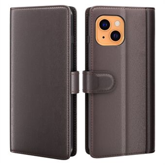 Genuine Leather Full Protection Phone Shell Case with Waller Stand for iPhone 13 6.1 inch