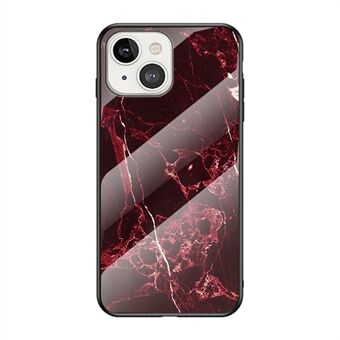 Marble Design Luxury Tempered Glass Back Cover Slim Fit Shockproof TPU Edge Protective Case for iPhone 13 6.1 inch
