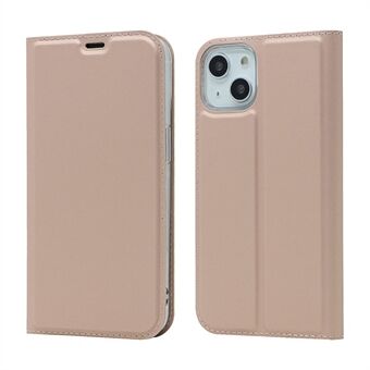 Auto-absorbed Solid Color Card Slot Shockproof Leather Phone Cover Case with Stand for iPhone 13 6.1 inch