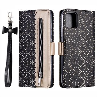 Folio Flip Zipper Wallet Lace Leather Protective Case Cover for iPhone 13 6.1 inch
