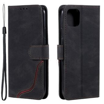 002 Series Color Blocking Stylish Design Leather Shell with Wallet and Strap for iPhone 13