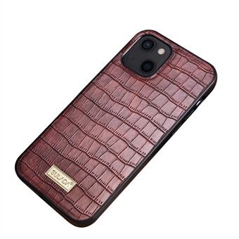 SULADA Crocodile Texture Shockproof PU Leather Coated TPU + PC Phone Case Protector for iPhone 13 6.1 inch