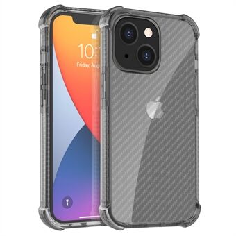 Carbon Fiber Texture Solid Acrylic Back Reinforced Soft TPU Frame Ultra Clear Slim Phone Cover for iPhone 13 6.1 inch