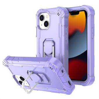 360 Degree Rotation Kickstand Design Dual Color PC + Silicone Hybrid Phone Case Cover for iPhone 13 6.1 inch
