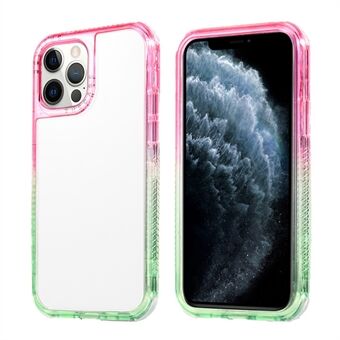 Anti-Fall Stylish Durable Dual Color Frame Hard PC + TPU Phone Case for iPhone 13 - Pink/Green