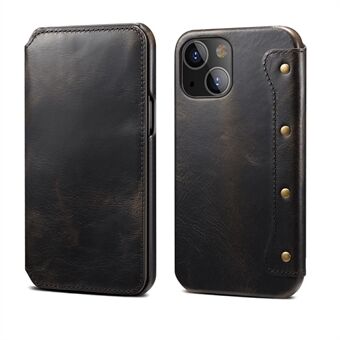 Shockproof Genuine Leather Phone Case Protector with Wallet for iPhone 13 6.1 inch