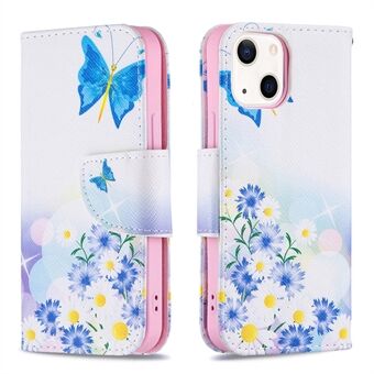 Pattern Printing Magnetic Clasp Wallet Stand Design Leather Phone Case Cover for iPhone 13 6.1 inch