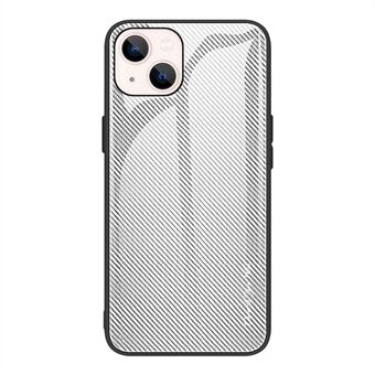 Carbon Fiber Texture Tempered Glass Back + TPU Edge Hybrid Phone Cover Case for iPhone 13 6.1 inch