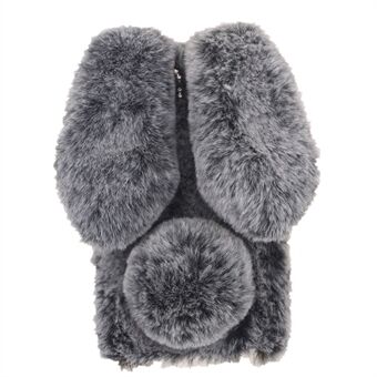 Soft Handmade Fluffy Furry Cute Bunny Stylish Case Rhinestone Bow Knot TPU Shell for iPhone 13 6.1 inch