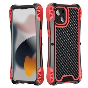 R-JUST AMIRA Shockproof Aluminium Alloy + Silicone + Tempered Glass Hybrid Phone Case Cover for iPhone 13 6.1 inch