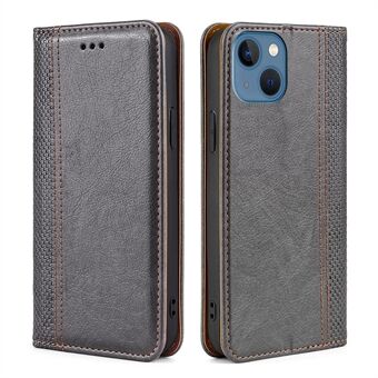 Full Protection Anti-drop Auto-absorbed Plaid Design Leather Wallet Phone Case with Stand for iPhone 13 6.1 inch
