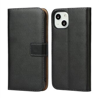 Genuine Leather Anti-scratch Phone Cover Dust-proof Stand Phone Case with Wallet for iPhone 13 6.1 inch