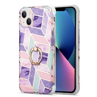 Four Corner Airbags Anti-Drop Electroplating IMD Marble Pattern Splicing Phone Cover Case for iPhone 13 6.1 inch