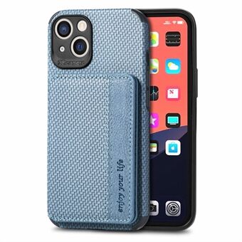 Woven Texture Anti-Drop Wallet Case Design Built-in Magnet Leather Coated TPU Phone Cover with Kickstand for iPhone 13 6.1 inch